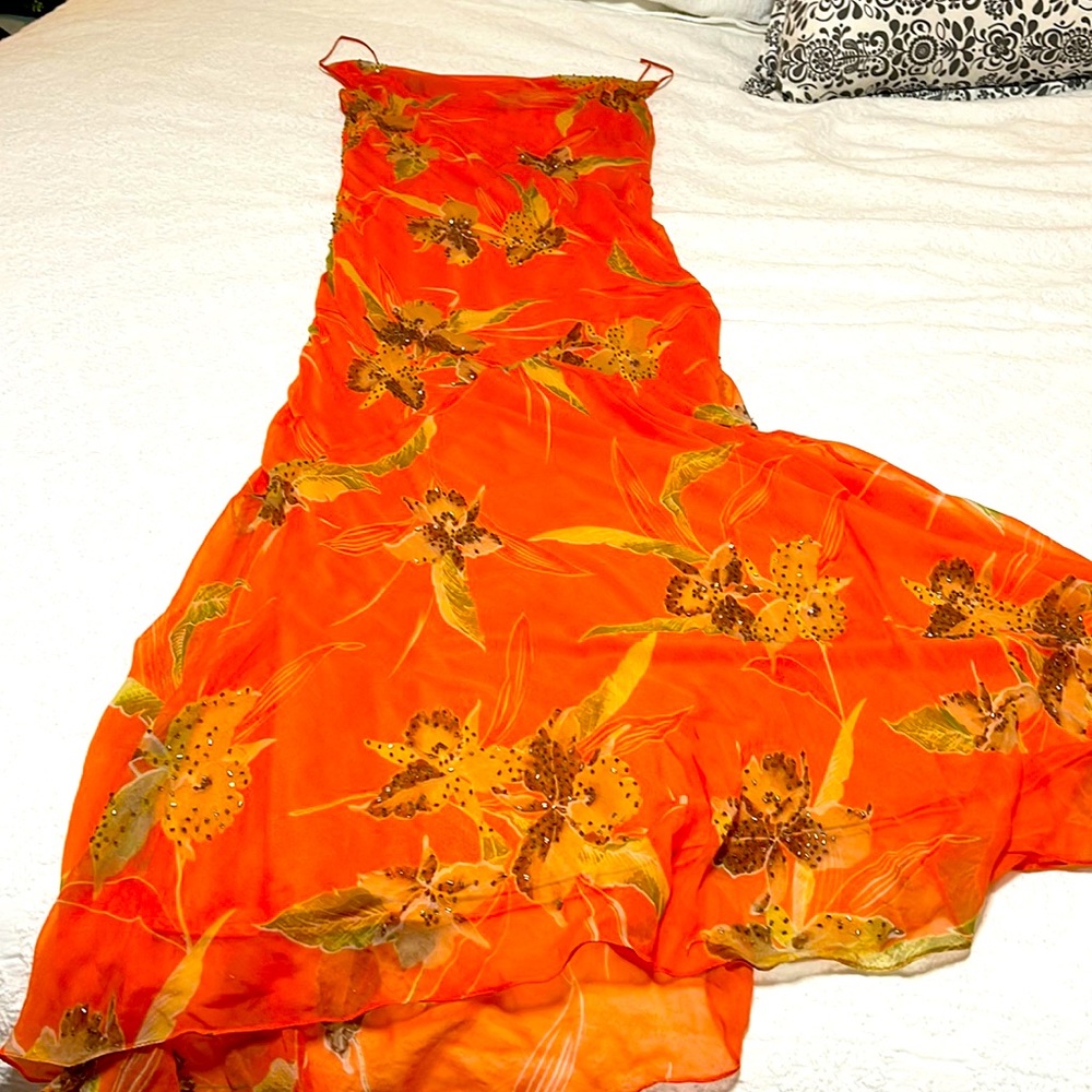 Orange and gold long dress